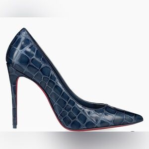 Christian Louboutin Elegant Navy Kate 100 Crocodile-Embossed Pumps